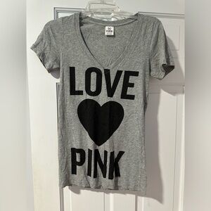 Victoria Secret PINK gray tshirt - Love Pink - small